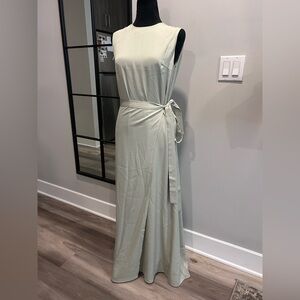 Sleeveless Side-Tie Maxi Dress in Sage Green